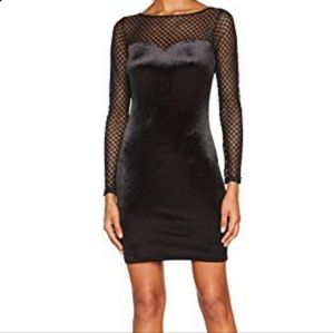 New Look Women's Fishnet Sleeve Velvet Dress
